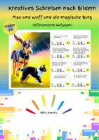Vorschau - Mal- und Bastelvorlagen - Mau und Wuff und die magische Burg - kreatives Schreiben nach Bildern (binnendifferenziert) - Deckblatt