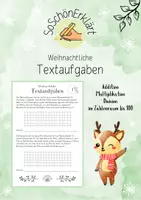 Vorschau - Arbeitsblätter - Weihnachtliche Textaufgaben im Zahlenraum bis 100 - Deckblatt