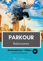 Vorschau - Stationenlernen - Parkour ⎮ Balancieren - 5 Stationskarten methodische Reihe inkl. Video (Basiselement) - Deckblatt
