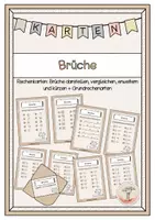Vorschau - Unterrichtsreihen - Brüche Aufgabenkarten (Brüche darstellen, erweitern/ kürzen, Grundrechenarten) - Deckblatt