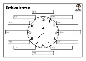 Aperçu - Feuilles d'exercices - Horloge ecrire en lettre - Page de couverture