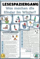 Vorschau - Arbeitsblätter - Lesespaziergang L3 "Was machen die Kinder im Winter?" DaZ / DaF / Deutsch - Deckblatt