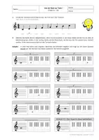 Vorschau - Arbeitsblätter - Von der Note zur Taste - Vorbereitung Klasenmusizieren (Notenlesen fördern); Tonnamen, Töne im Notenliniensystem und auf der Klaviatur - Deckblatt