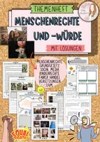 Vorschau - Unterrichtsreihen - Menschenrechte Menschenwürde Unterrichtsmaterial Politik Ethik Klasse 7–9 Arbeitsblätter Grundrechte Demokratie Würde des Menschen Aufgaben mit Lösungen - Deckblatt
