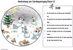 Vorschau - Arbeitsblätter - Schreibspaziergang zum Wimmelbild Schneetreiben Klasse 1/2 - Seite 1