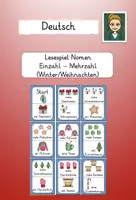Vorschau - Spiele - Lesespiel Nomen Einzahl Mehrzahl (Winter/Weihnachten) - Deckblatt