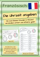 Vorschau - Arbeitsblätter - Uhrzeit im Französischen angeben: Il est quelle heure? - Deckblatt