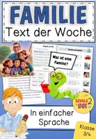 Vorschau - Arbeitsblätter - Text der Woche - FAMILIE / Lesetext (ab Klasse 3) - Deckblatt