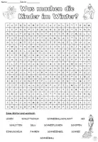 Vorschau - Arbeitsblätter - Suchsel / Suchspiel "Was machen die Kinder im Winter?" DaZ / DaF / Deutsch - Seite 2