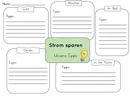 Vorschau - Arbeitsblätter - Strom sparen - Arbeitsblatt und Infotexte (z.B. für Gruppenpuzzle) - Deckblatt