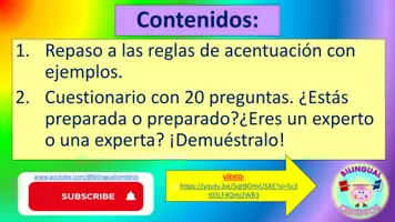 Vista previa - Juegos / Gamificación - CUESTIONARIO DE LOS ACENTOS Y LAS TILDES EN ESPAÑOL - página 2