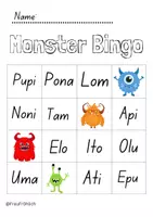 Vorschau - Arbeitsblätter - Silben Bingo zum Lesen Lernen - Monster - Klasse 1/ Buchstaben M,I,A,P,O,N,T,L,U,E (Mimi-Fibel) - Deckblatt