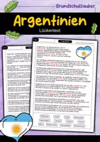 Vorschau - Arbeitsblätter - Lückentext Argentinien - Deckblatt