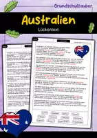 Vorschau - Arbeitsblätter - Lückentext Australien - Deckblatt