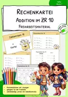 Vorschau - Stationenlernen - Kartei – Addition im Zahlenraum 10 für Freiarbeit und Förderung - Deckblatt