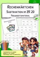 Vorschau - Stationenlernen - Rechenkärtchen - Subtraktion ZR 20 - Freiarbeit - Deckblatt