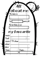 Vorschau - Poster - Wimpelkette "Kaktus": All about me (Back to school activity/Englisch) - Seite 3