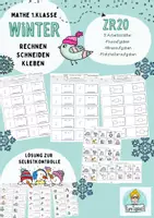Vorschau - Stationenlernen - Rechnen und kleben Winter Zr 20, Mathe 1.Klasse Arbeitsblätter - Deckblatt