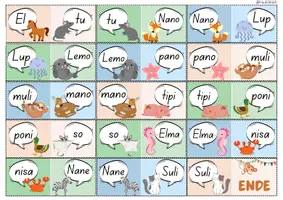 Vorschau - Spiele - Lese Domino zum Lesen lernen - Klasse 1 - Buchstaben M,I,A,P,O,N,L,E,U,S (Mimi-Fibel) - Seite 2