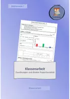 Vorschau - Klassenarbeiten - Klassenarbeit Zuordnungen und direkte Proportionalität - Deckblatt