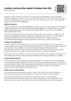 Vorschau - Arbeitsblätter - Andrew Jackson Der siebte Präsident der USA - Infotext und Übungen - Deckblatt