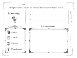 Aperçu - Feuilles d'exercices - Écrire des phrases simples / Writing french sentences - Page de couverture