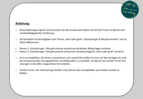 Vorschau - Fördermaterial/Inklusion - Klettaufgaben: Klein oder groß? - Neujahr - Seite 1