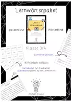 Vorschau - Arbeitsblätter - Lernwörter 3/4 - Liste, Karteikarte, passende Laufdiktate (Wörterklinik) - Deckblatt