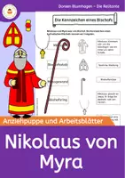 Vorschau - Mal- und Bastelvorlagen - Nikolaus von Myra - Anziehpuppe zu den Kennzeichen eines Bischofs - Insignien - Deckblatt