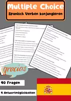 Vorschau - Arbeitsblätter - 40 Multiple-Choice-Fragen Spanisch Verben konjungieren - Deckblatt