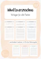 Vorschau - Anderer Materialtyp - Mappenführung: Verschiedene Vorlagen für Inhaltsverzeichnis - Deckblatt