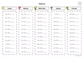Vista previa - Hojas de trabajo - Sumas con decimales - Juego (Matemáticas) - página 1