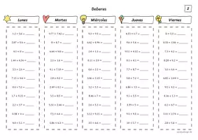 Vista previa - Hojas de trabajo - Sumas con decimales - Juego (Matemáticas) - página 3