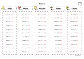 Vista previa - Hojas de trabajo - Sumas con decimales - Juego (Matemáticas) - página 2