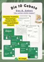 Vorschau - Arbeitsblätter - Die 10 Gebote: Das 8. Gebot (Du sollst nicht lügen) - Deckblatt