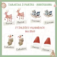 Vista previa - Refuerzo / NEE / Materiales de apoyo - NAVIDAD - VOCABULARIO: Tarjetas 3 partes. Montessori. - Portada
