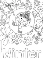 Vorschau - Mal- und Bastelvorlagen - *KUNST* Winter Ausmalbild & Deckblatt fürs SACHKUNDE-Heft - Seite 1
