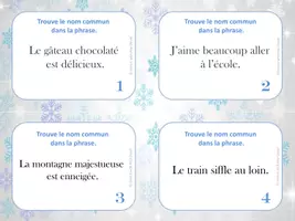 Aperçu - Cartes d'exercices - 20 cartes à tâches - Le nom / FRENCH GRAMMAR TASK CARDS - Page 1