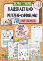 Vorschau - Unterrichtsreihen - Haushalt - Putzen / sauber machen / Aufgaben / Putzmittel mit Lösungen (Klasse 7/8/9/10) - Deckblatt