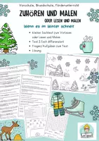 Vorschau - Arbeitsblätter - Winter Zuhören und Malen (Lesen) Hörverstehen Klasse 1, Klasse 2, Klasse 3, Vorschule - Deckblatt