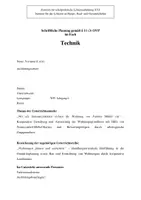 Vorschau - Stundenentwürfe - Unterrichtsentwurf - Technik - Grundriss mit Möbel - Deckblatt