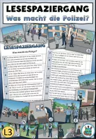 Vorschau - Arbeitsblätter - Lesespaziergang L3 "Was macht die Polizei?" Achtung, Notfall! DaZ / DaF / Deutsch / Sachunterricht - Deckblatt