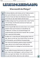 Vorschau - Arbeitsblätter - Lesespaziergang L3 "Was macht die Polizei?" Achtung, Notfall! DaZ / DaF / Deutsch / Sachunterricht - Seite 1
