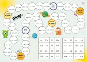 Vista previa - Hojas de trabajo - Resta de números decimales - Juego (Bingo) - página 3