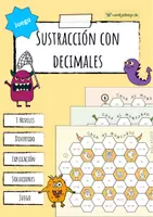 Vista previa - Hojas de trabajo - Sustracción de números decimales - Juego - Portada