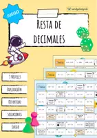 Vista previa - Hojas de trabajo - Resta de decimales - Juego (Spacerun) - Portada