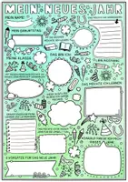 Vorschau - Arbeitsblätter - Mein Neues Jahr 2026 - Kreativer Doodle Jahresausblick - Neujahr Steckbrief für Sek 1 - Seite 3