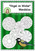 Vorschau - Mal- und Bastelvorlagen - Mandalas "Vögel im Winter" - Ausmalbilder - Deckblatt