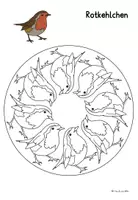 Vorschau - Mal- und Bastelvorlagen - Mandalas "Vögel im Winter" - Ausmalbilder - Seite 1