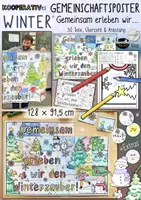 Vorschau - Mal- und Bastelvorlagen - Gemeinschaftsbild / kooperatives Poster - Winter / Winterzeit / Winterzauber - Deckblatt